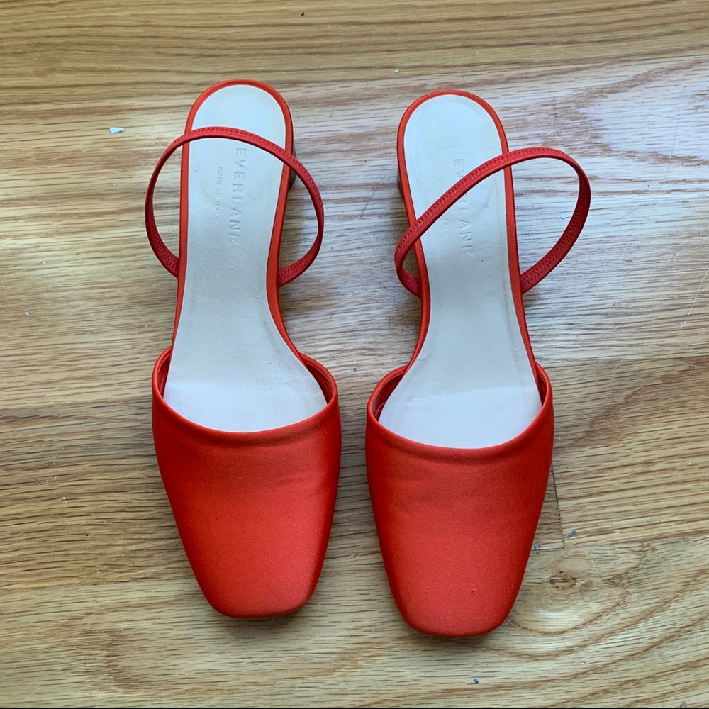 Everlane sling back block heels